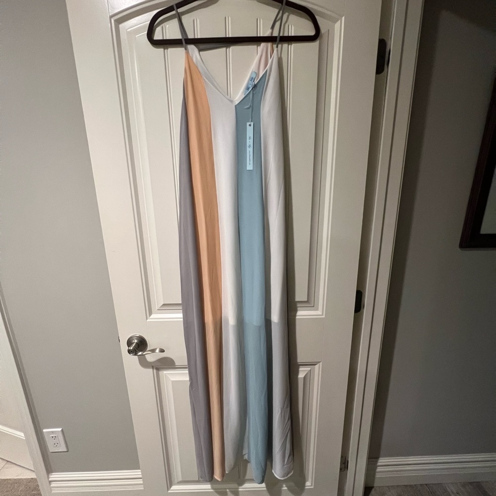 Sun + Sky Maxi Multi Color Stripe Dress